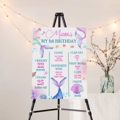 Mermaid Under the sea Birthday Party pink Foam Board