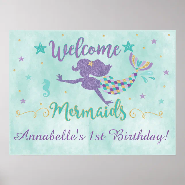 Mermaid Under The Sea Birthday Party Poster | Zazzle