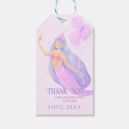 Mermaid Under the Sea Birthday Party Thank you Gift Tags