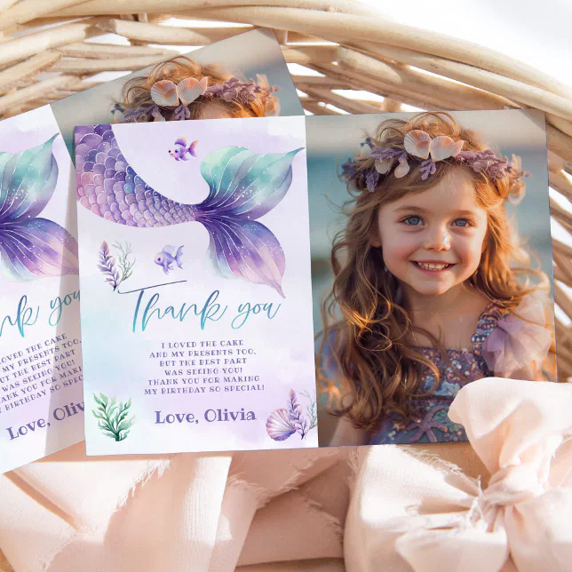 Mermaid Under the sea birthday party thank you Invitation | Zazzle