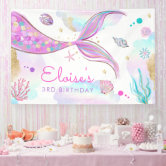 QAMEGX Mermaid Birthday Banner - Under The Sea Theme Decor With Glitter, 45 Inch Garland For Girls Parties
