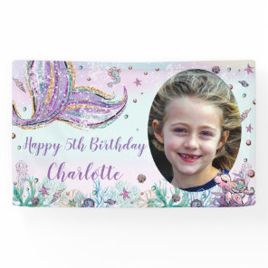 Mermaid Under the Sea Birthday Photo Backdrop Banner