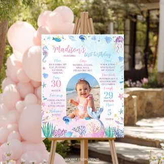Mermaid Under the Sea Birthday Photo Milestone Poster