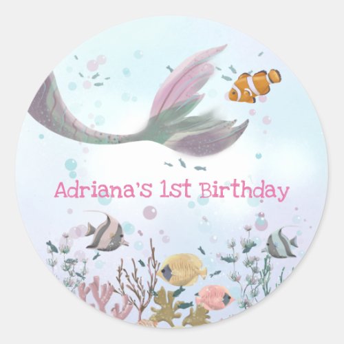 Mermaid Under The Sea Birthday Sticker