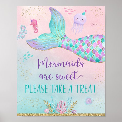 Mermaid Under The Sea Birthday Take A Treat Poster