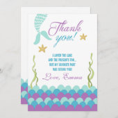 Mermaid Under the Sea Birthday Thank You Card (Front/Back)
