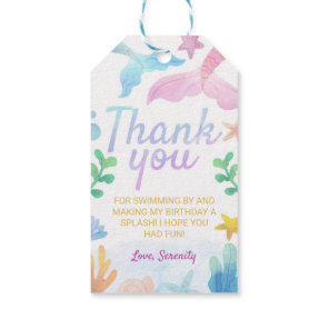 Mermaid Under The Sea Birthday Thank You Favor Gift Tags