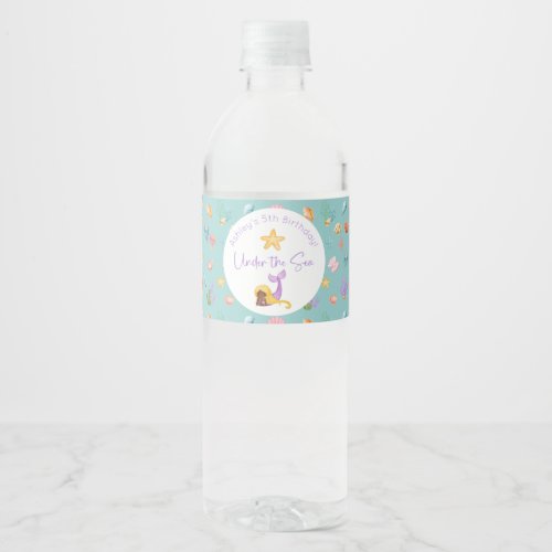 Mermaid Under The Sea Birthday Water Bottle Label