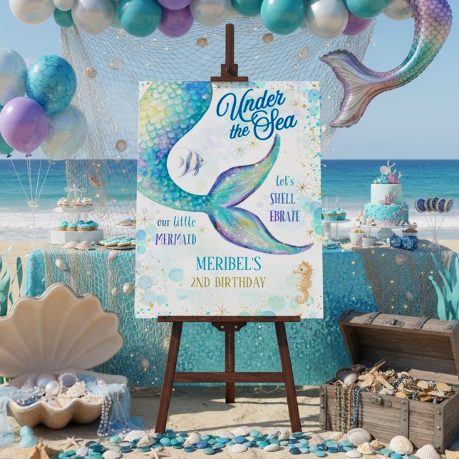Mermaid Under the Sea Birthday Welcome Foam Board (Creator Uploaded)