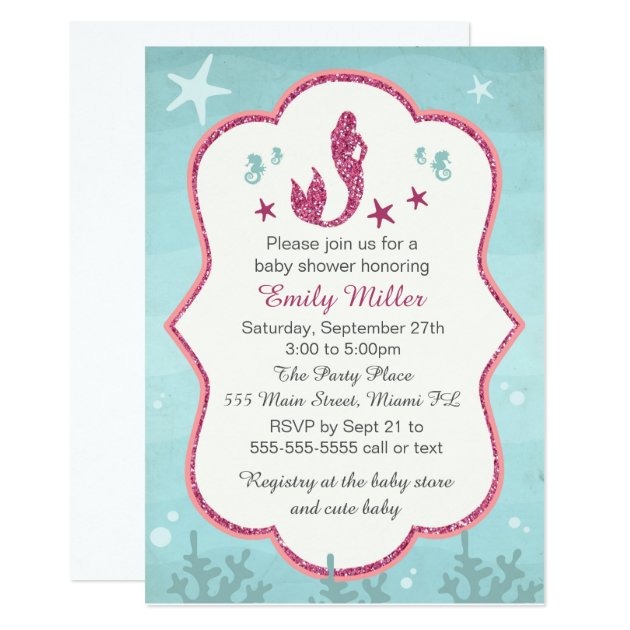 Mermaid Under The Sea Bridal Shower Invitation