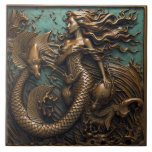 Mermaid Under The Sea Bronze 3D Effect Marine Ceramic Tile<br><div class="desc">This coastal-inspired design features a majestic mermaid in a beautiful dark brown color. The 3D effect makes it look like she's swimming right before your eyes, adding a touch of fantasy to your space. Dive into the magic of the ocean with this enchanting mermaid design and bring the coastal vibes...</div>