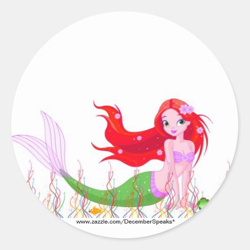 Mermaid under the sea classic round sticker