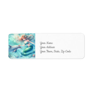 Mermaid Under the Sea Coastal Beach Label