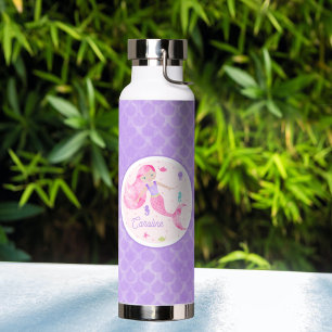 Mermaid Under the Sea Creatures Watercolor Water Bottle