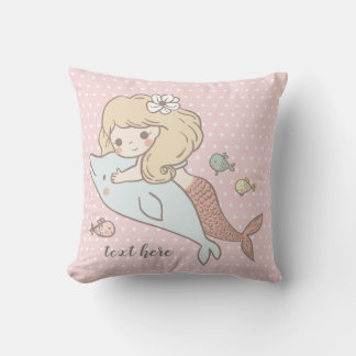 mermaid , under the sea, cute girl, adorbale, throw pillow