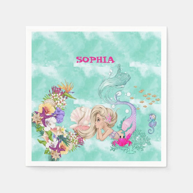 Mermaid Under The Sea Cute Napkins (Front)