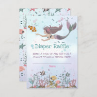 Mermaid Under The Sea Diaper Raffle Ticket Card