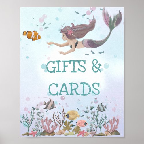 Mermaid Under The Sea Gifts and Cards  Poster