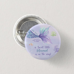 Mermaid Under The Sea Girl Baby Shower Button