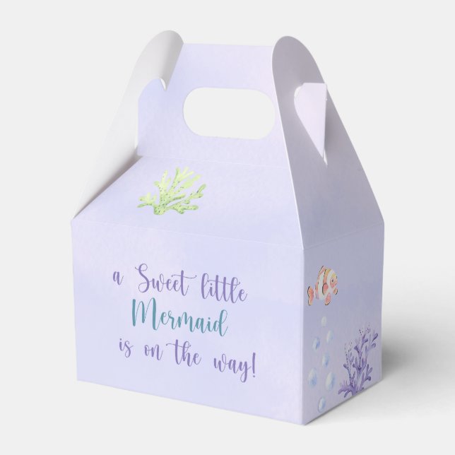 Mermaid Under The Sea Girl Baby Shower Favor Boxes (Front Side)