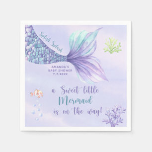 Mermaid Under The Sea Girl Baby Shower Napkins