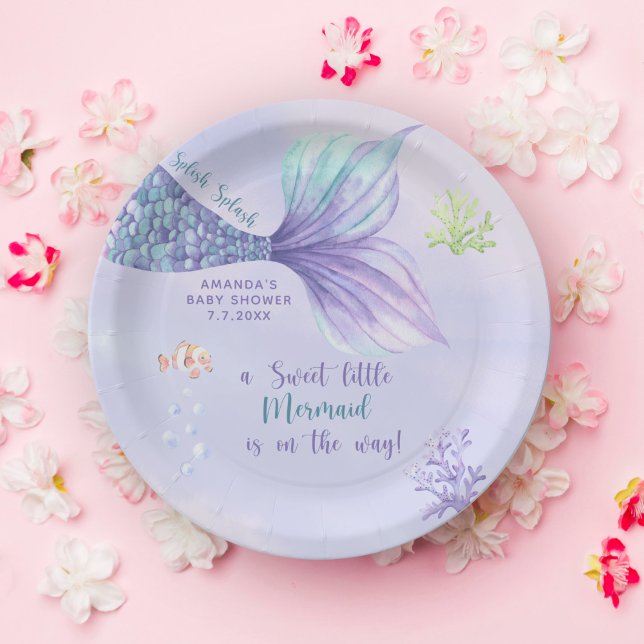 Mermaid Under The Sea Girl Baby Shower Paper Plates (Creator Uploaded)