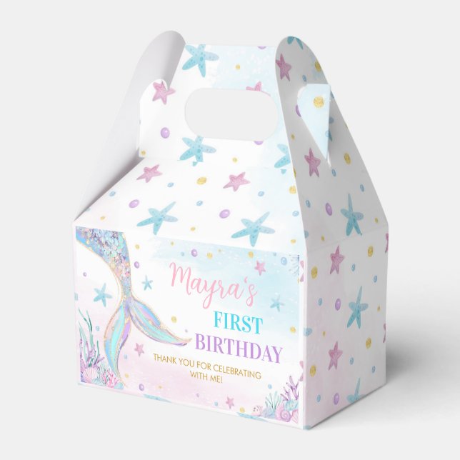 Mermaid Under the Sea Girl Birthday Favor Boxes (Front Side)