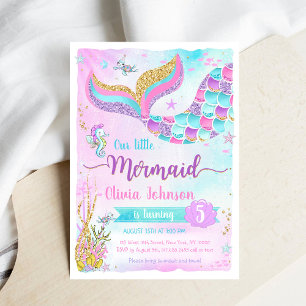 Mermaid Under the Sea Girl Birthday Invitation