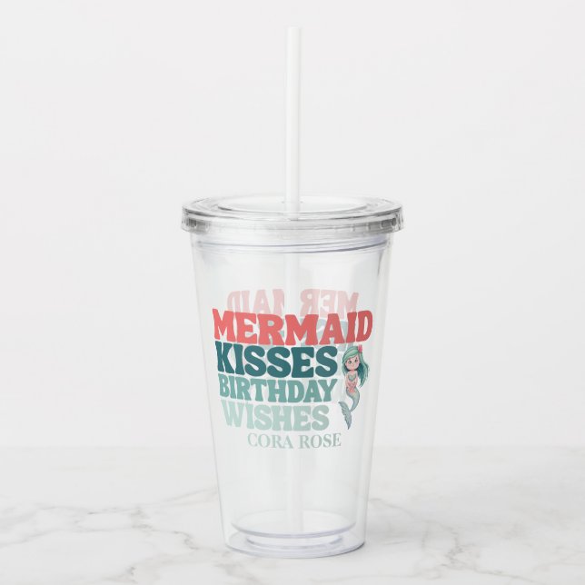 Mermaid Under The Sea Girl Birthday Party Acrylic Tumbler (Front)