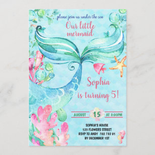 Little Mermaid Invitations Zazzle