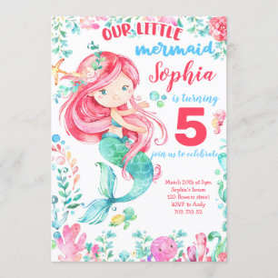 Mermaid Under the Sea Girl Ocean Summer Birthday Invitation