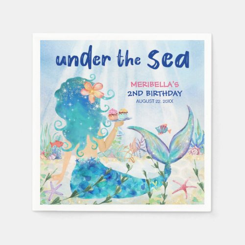 Mermaid Under The Sea Girls Beach Birthday Napkins