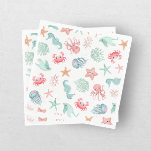 Mermaid Under the Sea Girls Birthday Napkins