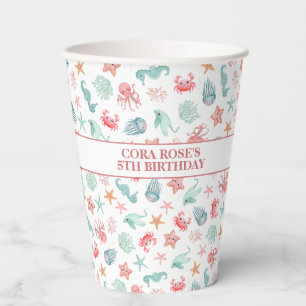 Mermaid Under the Sea Girls Birthday Paper Cups