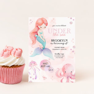 Mermaid Under The Sea Girls Birthday Party Invitation
