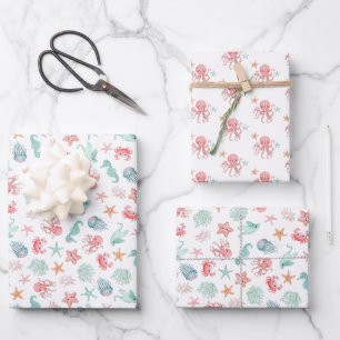 Mermaid Under the Sea Girls Birthday Wrapping Paper Sheets