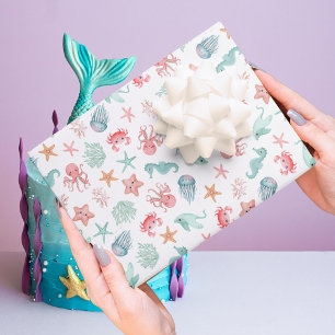 Mermaid Under the Sea Girls Birthday Wrapping Paper Sheets