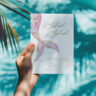 Mermaid Under the Sea Girls Pink Birthday Party Invitation