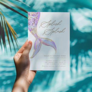 Mermaid Under the Sea Girls Purple Birthday Party Invitation