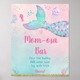 Mermaid Under The Sea Gold Baby Shower Mimosa Bar Poster