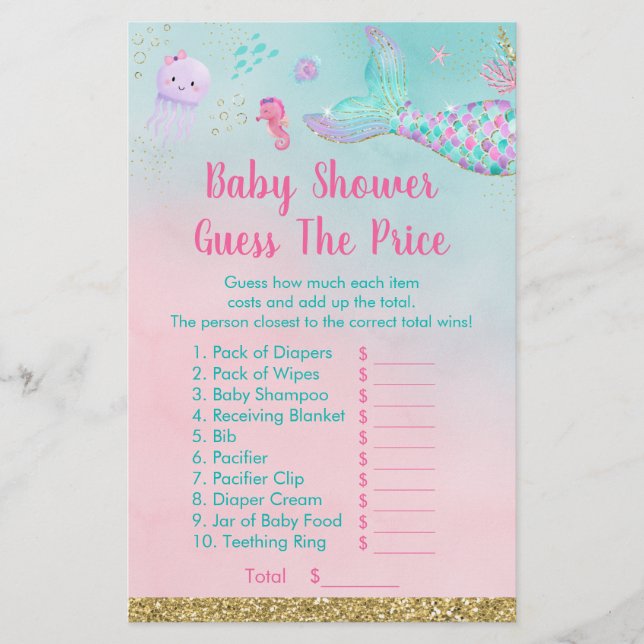 Mermaid Under The Sea Guess The Price Shower Game (Front)