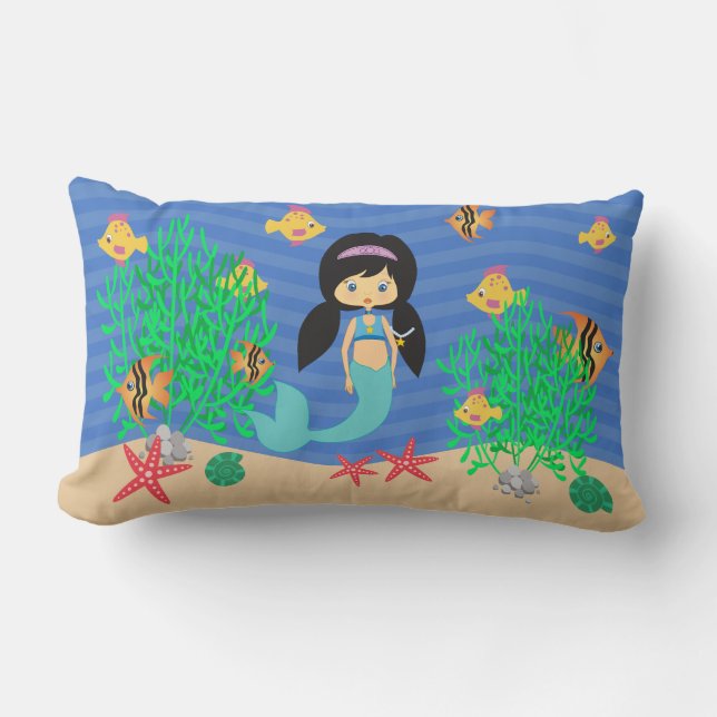 Mermaid Under The Sea Lumbar Pillow (Front)