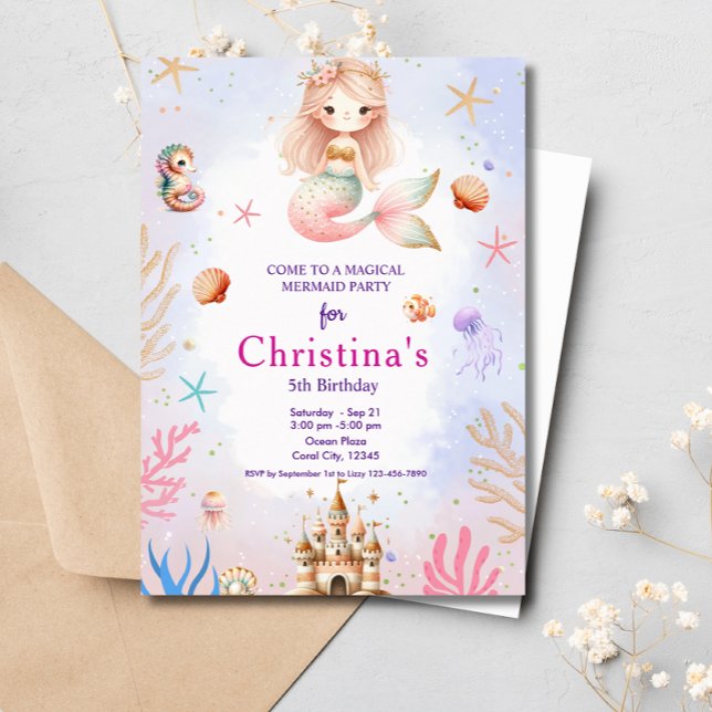 Mermaid Under The Sea Magical Birthday Party Invitation (Creator Uploaded)