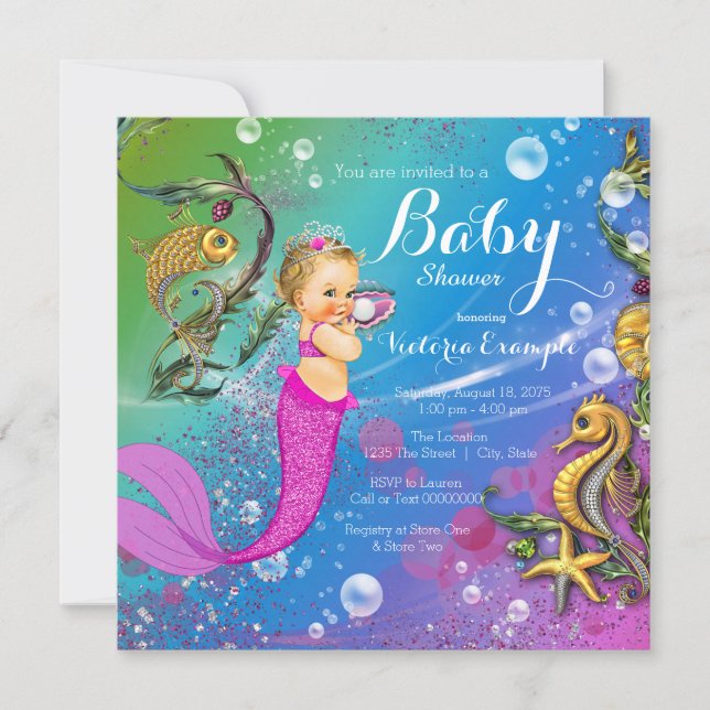 Mermaid Under the Sea Mermaid Baby Shower Invitation (Front)