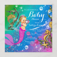 Mermaid Under the Sea Mermaid Baby Shower Invitation