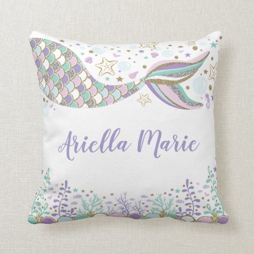 Mermaid Under the Sea Ocean Baby Girl Nursery Cushion