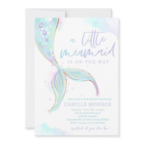 Mermaid Under The Sea Ocean Girl Baby Shower Invitation