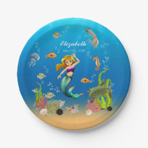 Mermaid Under The Sea Ocean Paper Plates