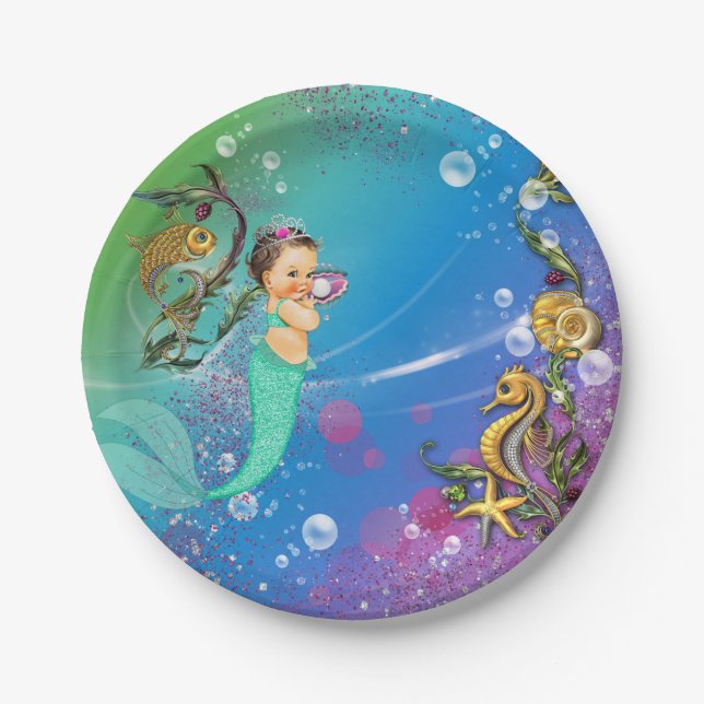 Mermaid Under the Sea Paper Plates (Front)