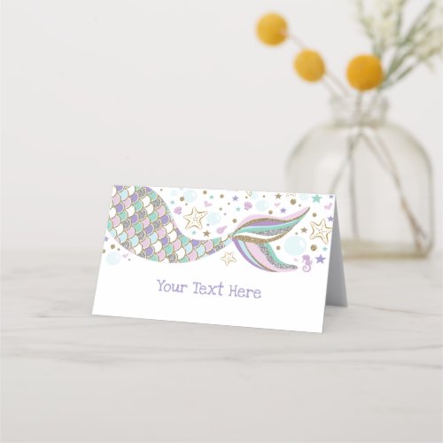 Mermaid Under the Sea Party Beach Ocean Baby Girl Place Card